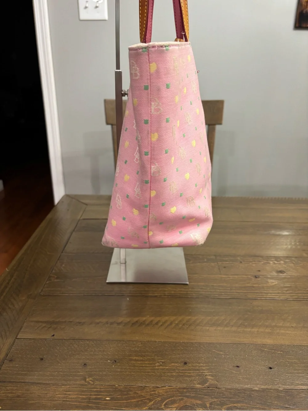 Dooney & Bourke Vintage Pink Logo Tote with Gold Heart Charm